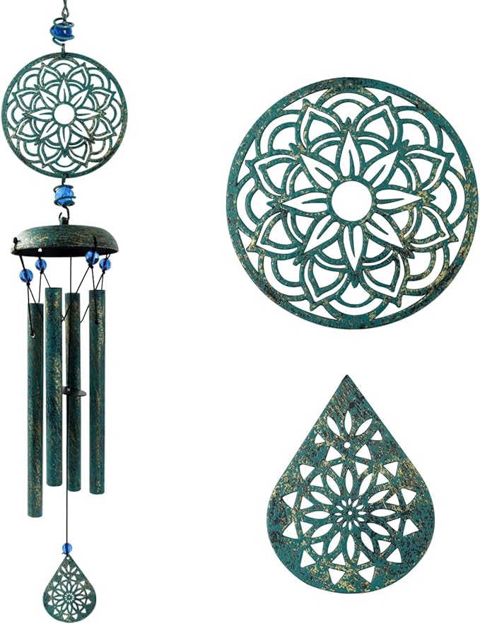 Wind Chimes for Outside Zen Atmosphere Wind Chime Windchime Outdoors for Outdoor Garden Patio Decor with Mandala Design Windchime Gifts for Mother Grandma Sisters(8 Petal)