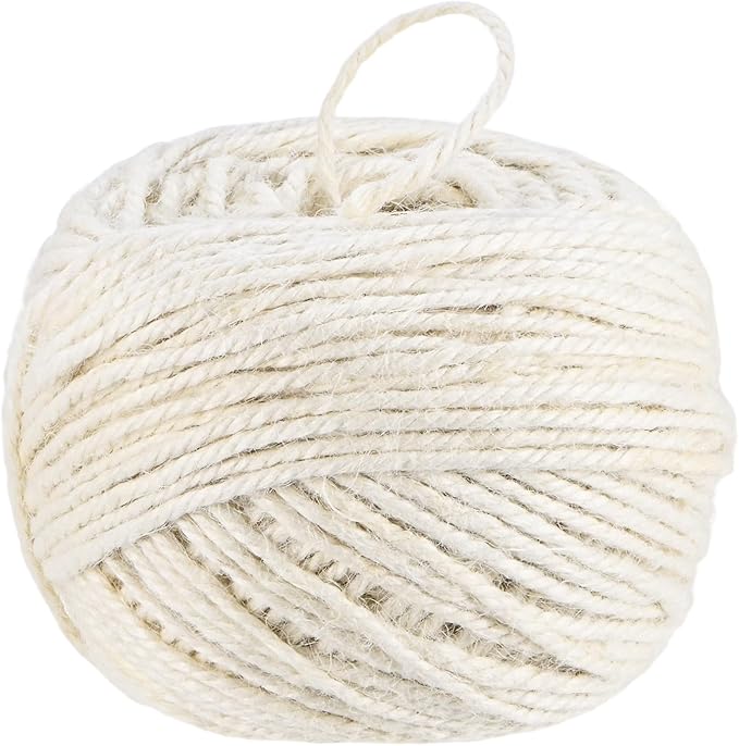 1-Pack Natural Jute Twine String, 3mm x 328ft/100m Long Garden Twine Balls for Crafts/Gift Wrapping/Gardening Plants, Durable Plant Ties Thick Rope [White]