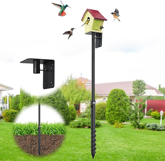 Bird House Poles for Outdoors, Heavy Duty 75 Inch Birdhouse Stand Stake 1.2 Inch Diameter Metal Bird Mounting Pole for Yard Garden