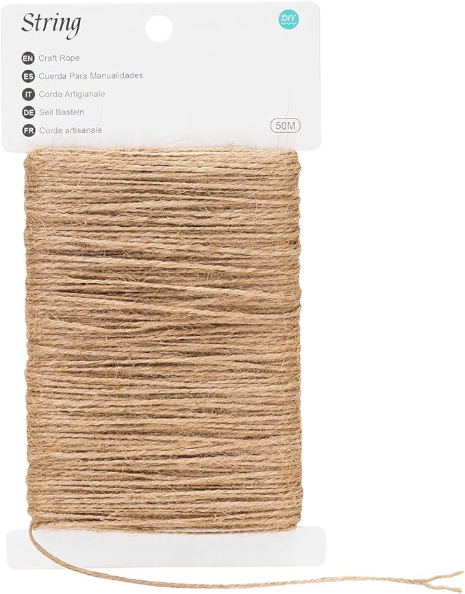 G2PLUS 2mm 2 Ply Natural Jute Twine String, 164Ft Craft Jute Rope Twine for Gift Wrapping, DIY Crafts, Gardening, Handmade Arts Decoration