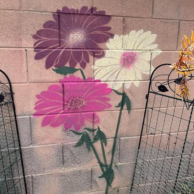 Large Flower Stencils for Painting Daisy Flower Stencils for Walls 14” Floral Stencil Templates for Garden Fence Wood Furniture Fabrics