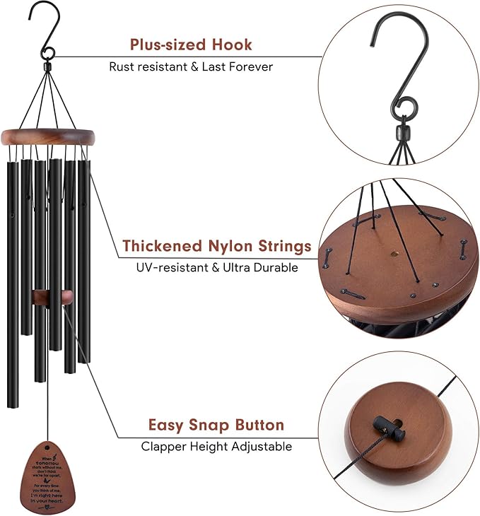 YOUNTASY Sympathy Wind Chimes , Bereavement/Memorial /Sympathy Gift in Memory of Loved One Loss of Mother Father Condolence Remembrance 32 Inch