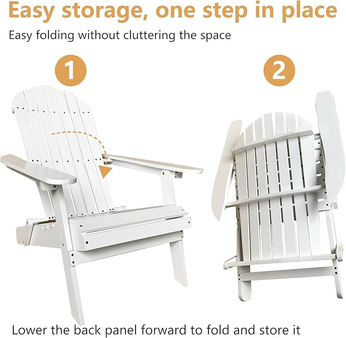 PayLessHere Adirondack Chairs, Weather Resistant Patio Chairs with Pinewood Wooden Textured for Patio Lawn Garden Backyard Deck Pool Beach Fire Pit