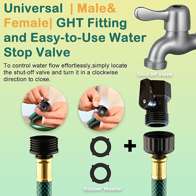 Garden Hose Leakproof for Gardener: 1/2” PVC Water Hoses with GHT Fittings - 2 FT No Kink and Flexible for Outdoor