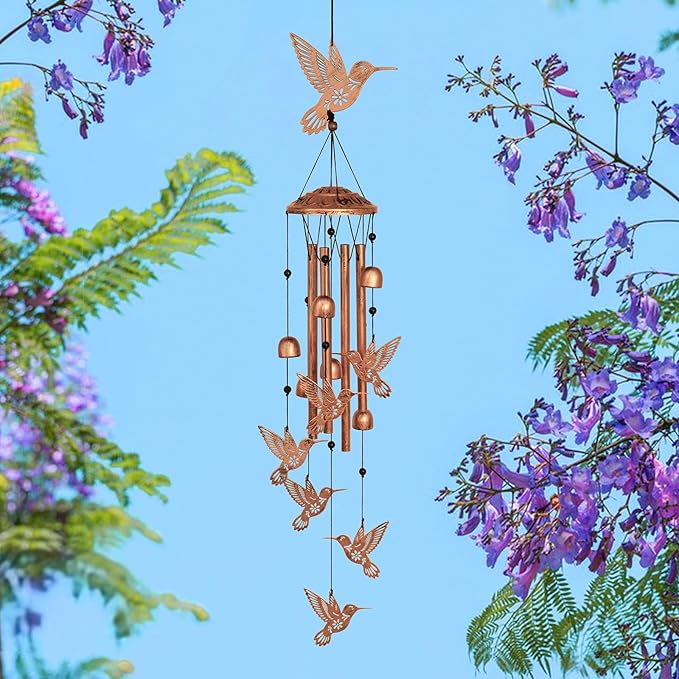 Hummingbird Wind Chimes for Outside,Metal Windchimes,Hummingbird Gifts for Women/Men,Wind Chime Garden Decor Outdoor,Memorial/Housewarming/Birthday/Festival Gifts,Front Yard Decor