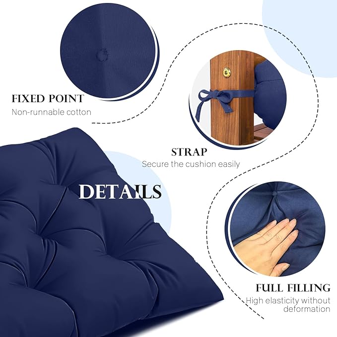 Waterproof Indoor/Outdoor Garden Bench Seat Cushions,Thicken Patio Bench Soft Rocking Chairs Pad Lounger Seat for Wicker Loveseat Settee Khaki,47 * 20"
