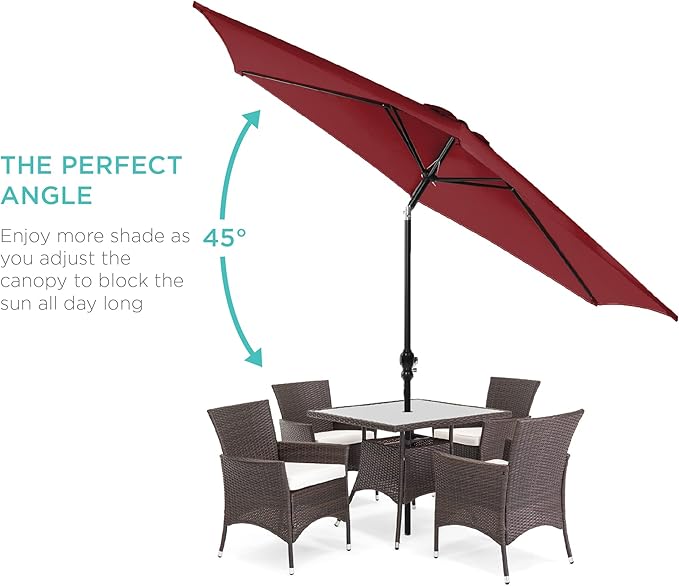 Best Choice Products 10ft Outdoor Steel Polyester Market Patio Umbrella w/Crank, Easy Push Button, Tilt, Table Compatible