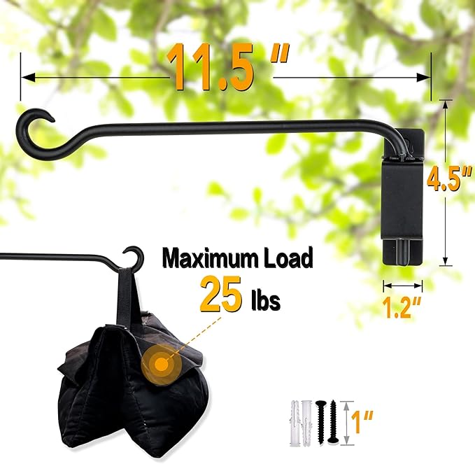 AJART Bird Feeder Hangers Outdoor: Swivel Hanging Plant Bracket for Wall Mount 12 Inch - 2 Pieces Hummingbird Feeder Hook for Flower Basket