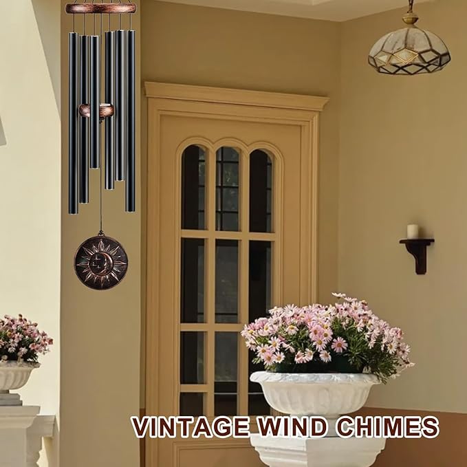 Wind Chimes for Outside, Vintage Sun Moon Star Deep Tone Wind Chime Outdoor Clearance, Patio Porch Balcony Decoration, Garden Decor Birthday Gifts for Women Mom Grandma (34" Sun Moon Star)