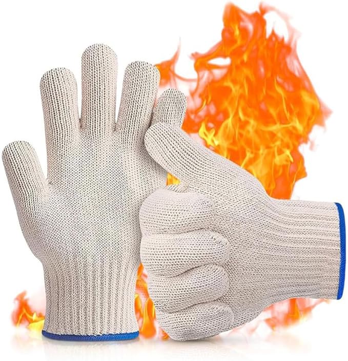 932°F Heat Resistant Oven Gloves, Aramid Oven Mitts with Fingers for Cooking, Grilling, BBQ, Baking & Fryer with Secure Grip Short-Term Protection