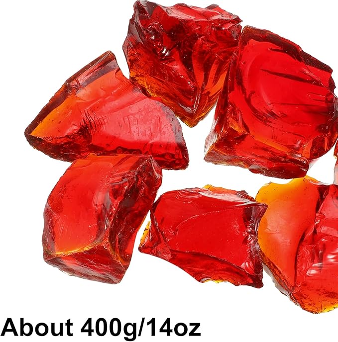 uxcell Fire Glass for Fire Pit, 3-5cm(1/9"-1/5") High Luster Reflective Glass Rocks for Natural or Propane Fireplace, Safe for Outdoors and Indoors Fire Pit Glass, Red, 400g/14oz