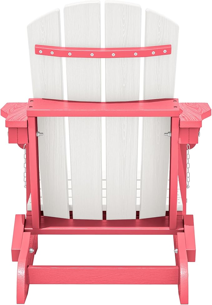 SERWALL Kids Adirondack Chair, HDPE Adirondack Chair for Children,All-Weather Resistant for Patio, Garden, Backyard - White and Light Pink