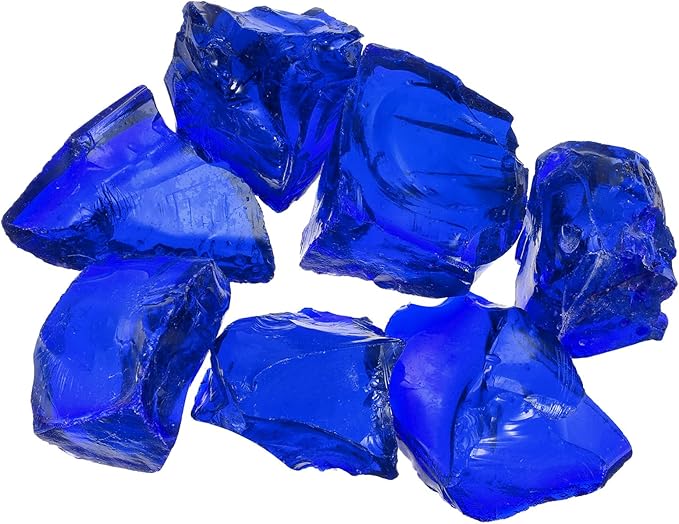 uxcell Fire Glass for Fire Pit, 3-5cm(1-1/5"to 2") High Luster Reflective Glass Rocks for Natural or Propane Fireplace, Safe for Outdoors and Indoors Fire Pit Glass, Ocean Blue, 400g/14oz