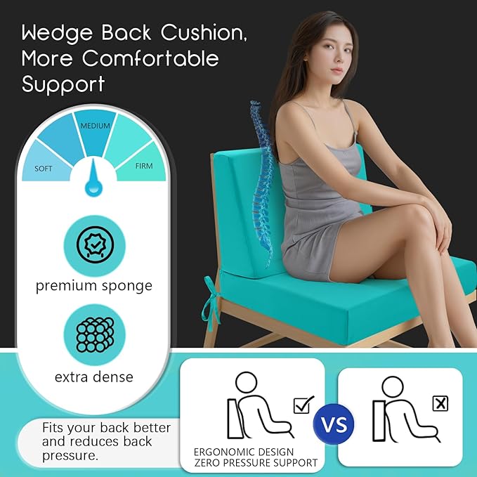 Outdoor Cushions for Patio Furniture, Outdoor Seat and Back Cushion, Waterproof Hampton Bay Deep Seat Replacement Couch Cushions for Garden Lawn, 28.5x28.5 Blue