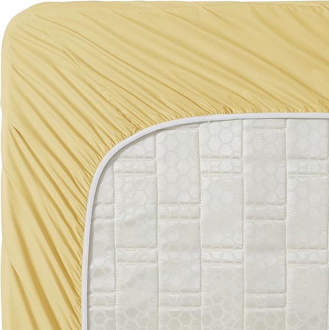 Clara Clark Fitted Sheet Twin Size, Super Soft Twin Fitted Sheet Only Fits up to 16 Inch Mattress - Wrinkle, Fade, Stain Resistant Twin Size Fitted Sheet - Mellow Yellow Fitted Sheet