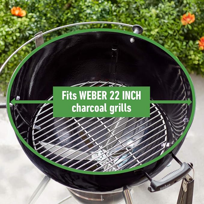 Weber Replacement Charcoal Grate 17" – Fits 22" Weber Charcoal Grills, Heavy‑Duty Plated Steel, Moisture & Weather Resistant, Designed for Easy Briquette Arrangement, Kettle