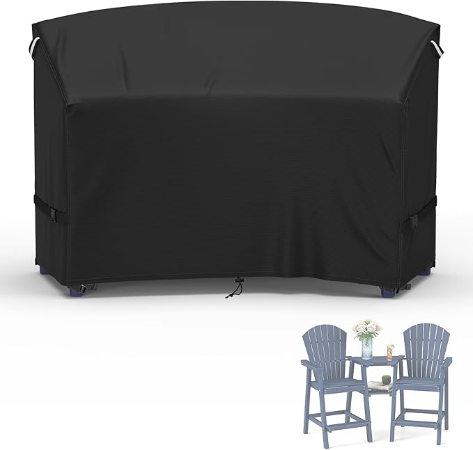 STARTWO Adirondack Chair Cover,Outdoor Waterproof Cover for Tall Adirondack Chair Set of 2 with Table,Black Waterproof Oxford for All-Season Protection(81"Wx30''Dx49''H)