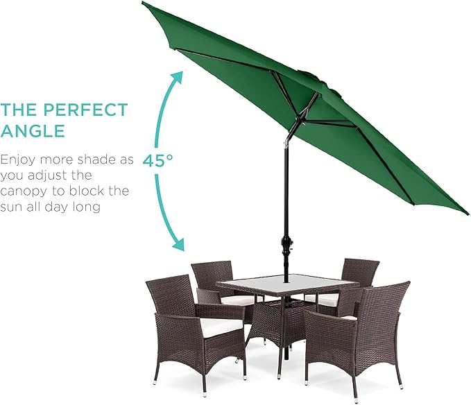 Best Choice Products 10ft Outdoor Steel Polyester Market Patio Umbrella w/Crank, Easy Push Button, Tilt, Table Compatible