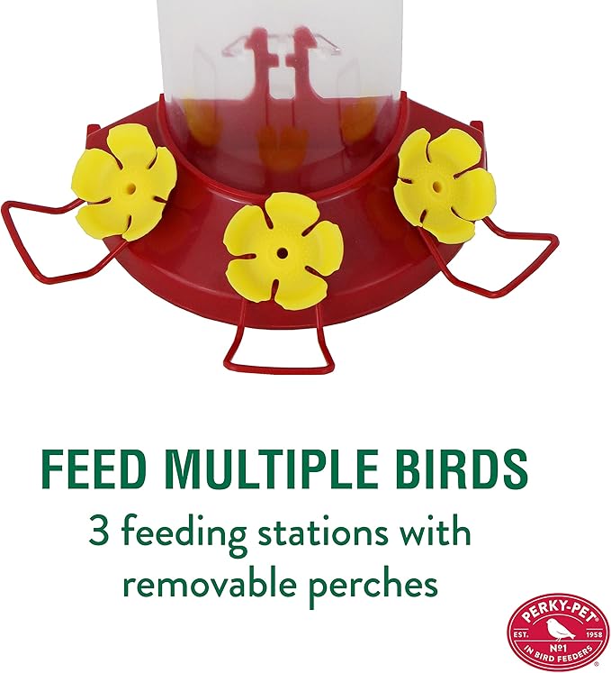 Perky-Pet 217 Window Mount Plastic Hummingbird Feeder with Perches - 8 oz Outdoor Garden Décor Hummingbird Feeder (Pack of 2)