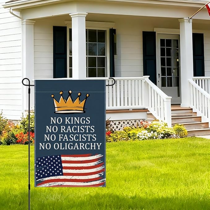 RZHV No Kings Double-Sided Garden Flag for Outdoor House Yard Sign Garden Decor Parade, Inclusive Equality Diversification Outdoor Banner, Politica Social Justice Yard Sign