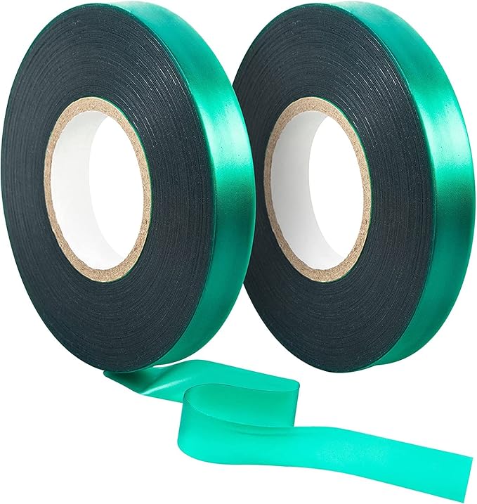 Unves 2 Rolls Garden Tape, 300 Feet 1/2" Green Plant Ties Tape Reusable Nursery Tapes, Wide Stretch Tie Tapes Tomato Plant Support for Indoor Outdoor Patio Branches, Climbing Flowers, Vegetables