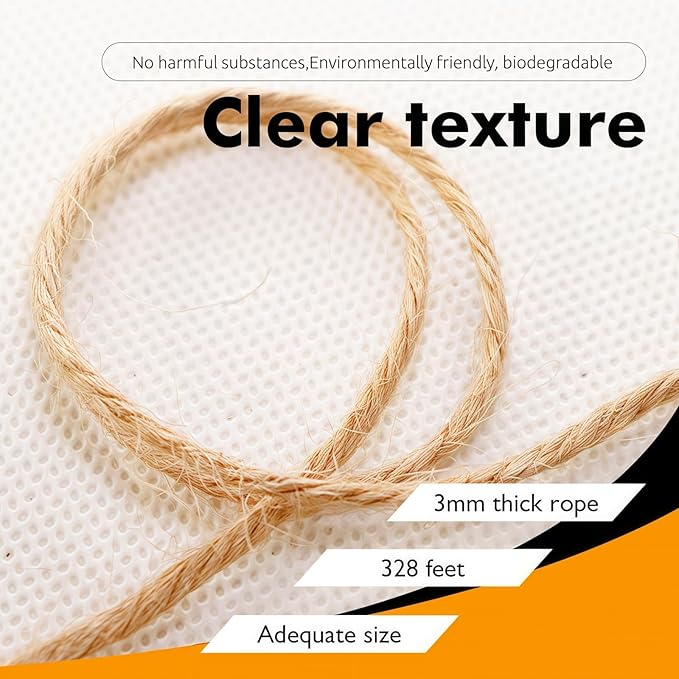 3MM Natural Jute Twine String — 328Ft Brown Durable Jute Rope, Used for Hand Crochet, Climbing Plant, Gardening Flowers, Home Decorations, Art Crafts Gift Packaging, Weddings, Christmas