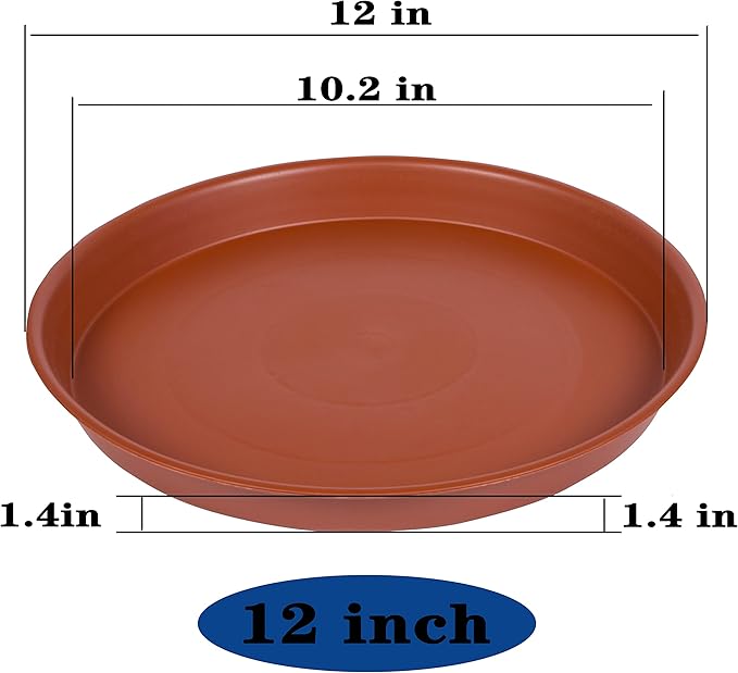 6 Pack of 12 inch Plant Saucer, Heavy Duty Plastic Planter Saucer 12" Round, Plant Tray for Pots, Flower Pot Saucers for Indoors, Flower Trays for Planter 11"/12" (12 inch, Terracotta)