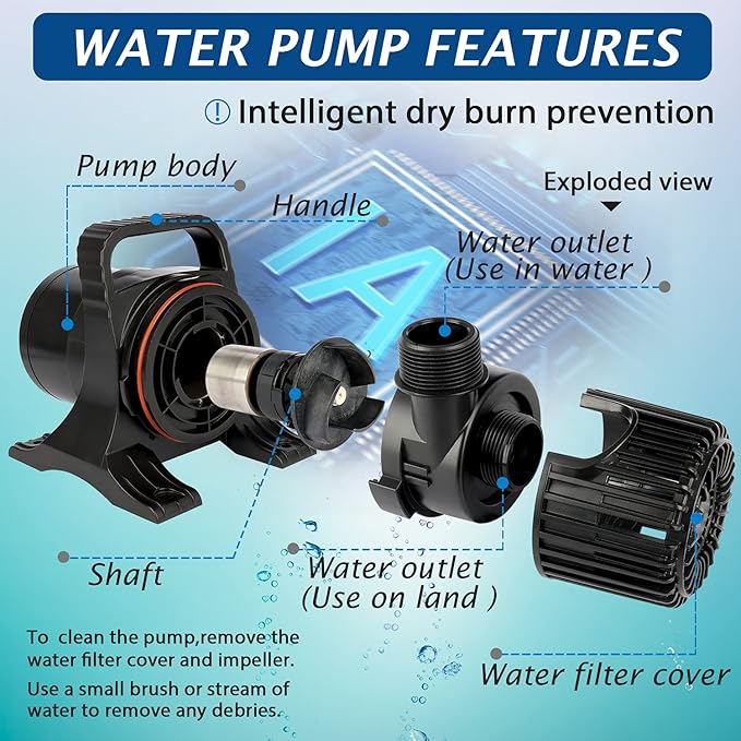 WaterRebirth (7000GPH-320W, UL listed) Large Fountain Submersible Water Pond Sump Pump Aquarium Electric Waterfall Pump Outdoor PS- 7000 (Pack of 2)