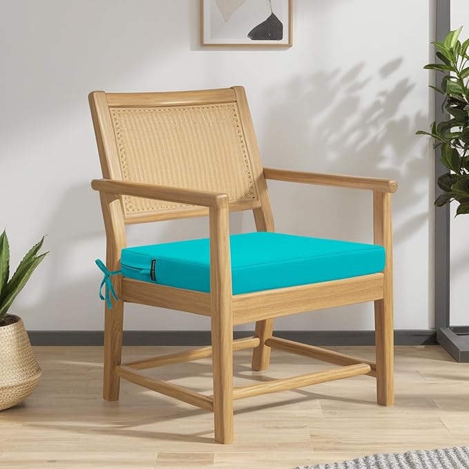 idee-home Outdoor Chair Cushions Set of 4, 19" x 19" Outdoor Seat Cushion Waterproof Patio Furniture with Ties, Dining Chair Pads