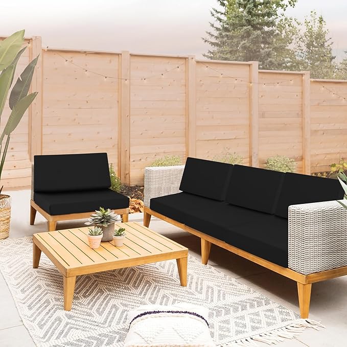 Outdoor Cushions for Patio Furniture, Outdoor Seat and Back Cushion, Waterproof Hampton Bay Deep Seat Replacement Couch Cushions for Garden Lawn, 28.5x28.5 Black