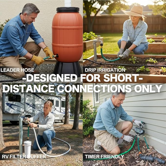 Garden Hose Leakproof for Gardener: 1/2” PVC Water Hoses with GHT Fittings - 4 FT No Kink and Flexible for Outdoor Watering