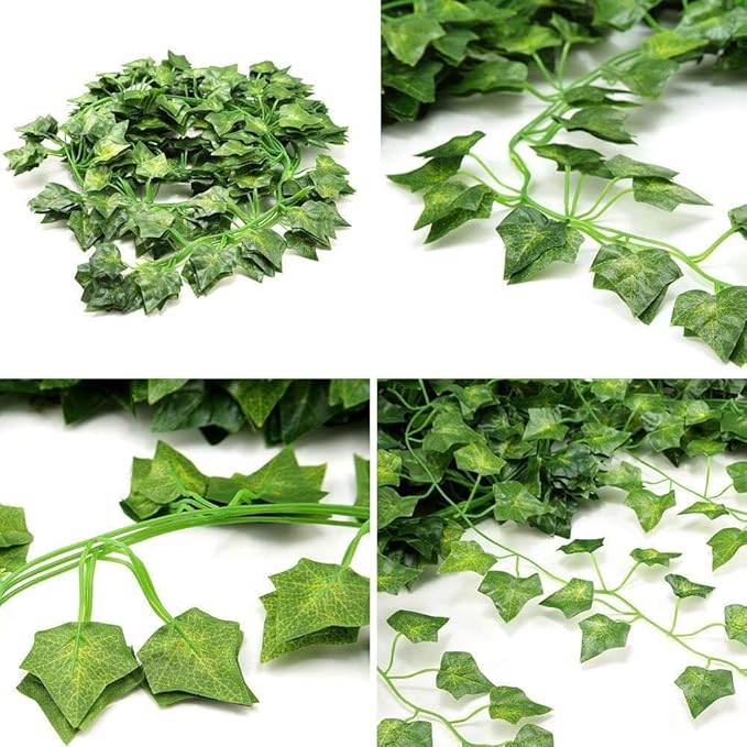 Fake Vines for Room Decor 48PCS Artificial Ivy Garland with Clip 336FT Green Flowers Hanging Plants Faux Greenery Leaves Bedroom Aesthetic Decor for Home Garden Wall Wedding