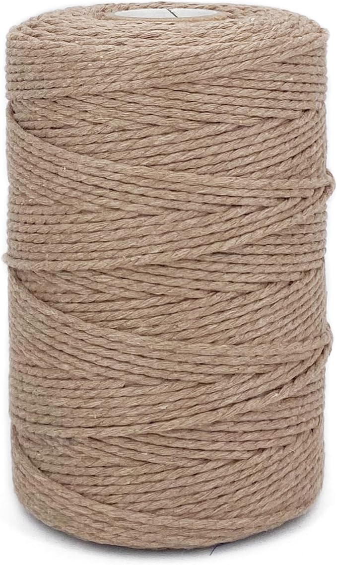 Twine String,500 Feet Cotton Butchers Twine String Cooking Kitchen Twine for Crafts Roasting Gift Wrapping DIY Decoration Gardening Packing Materials,Light Brown