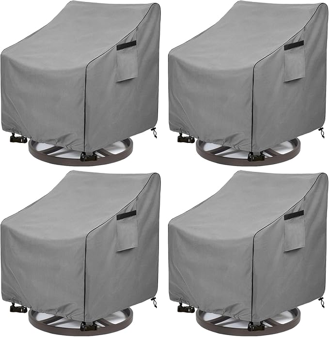 okcool Patio Swivel Chair Cover 4 Pack,Waterproof Heavy Duty Outdoor Chair Covers,Outdoor Swivel Chair Cover for Patio Furniture Covers(30 W x 34 D x 38.5 H inches),Grey