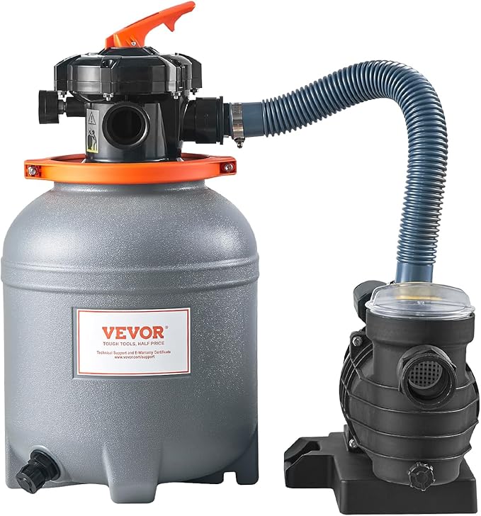VEVOR Sand Filter Pump for Above Ground Pool, 12 in, 3000 GPH, 1/2 HP Swimming Pool Sand Filter Pump System, Krystal Clear with 6-Way Multi-Port Valve & Strainer Basket, Easy Installation for Pools