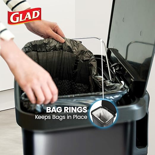 Glad 13-Gallon Stainless Steel Step Trash Can with Clorox Odor Protection, Soft Close Lid, Foot Pedal & Waste Bag Holder – Large Indoor Metal Garbage Bin for Kitchen, Home & Office Use