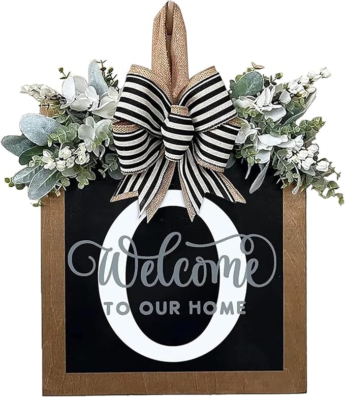 Last Name Front Porch Decor, Welcome Sign Door Wreath, Outdoor Decorations, 26 Letter Hanging Monogram (O) for All Seasons