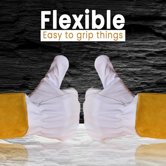 TIG Welding Gloves | Kevlar Stitching, Leather Gloves for Men | 12 Inch Kevlar Gloves