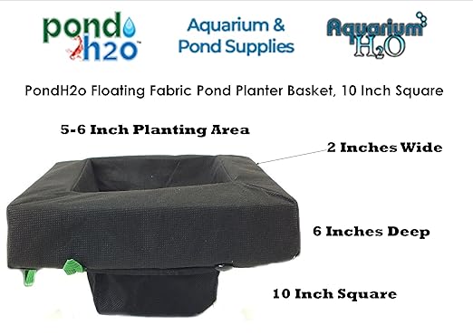 PondH2o Floating Aquatic Water Garden Pond Plant or Flower Fabric Planter Baskets, 10" Square & 14" Round, Aquaponics, Hydroponics | Value 2 Pack
