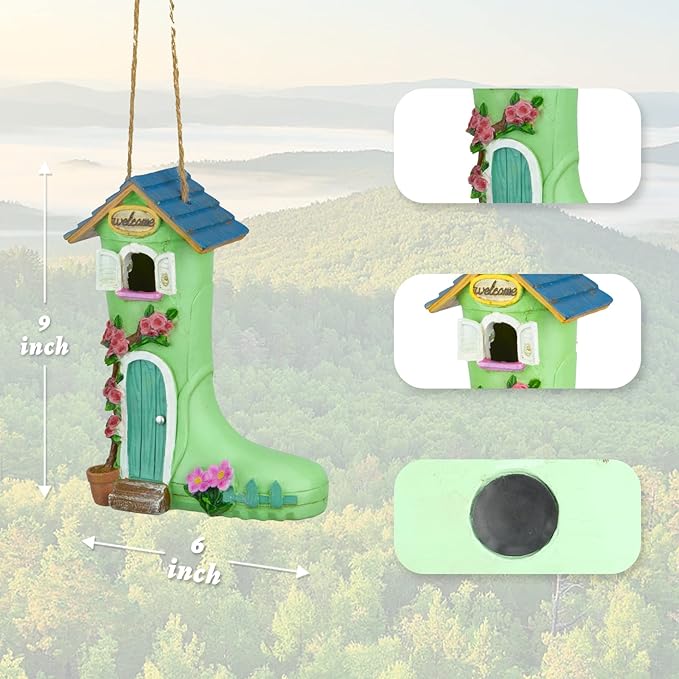 Yinns Birdhouse, Hanging Bird House for Wild Bird Outside Decorative Rain Boot Bird House for Home Garden Decor