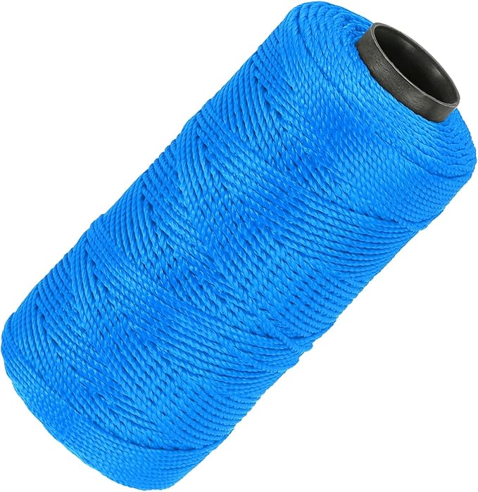 MECCANIXITY Nylon String 3 Strands Twisted Mason Line 1.5mm x 218 Yards Nylon Twine String for DIY Projects, Home Improvement, Gardening, Gift Wrapping, Christmas Party Supplies, Lake Blue