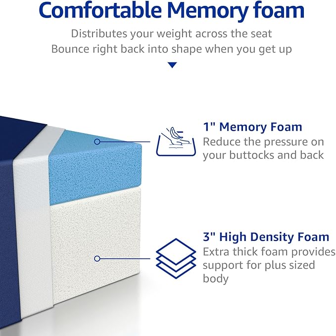 YENING 24x24 Memory Foam Outdoor Chair Cushions Waterproof 4 Inch Extra Thick Patio Seat Pads for Furniture Navy Blue Set of 2