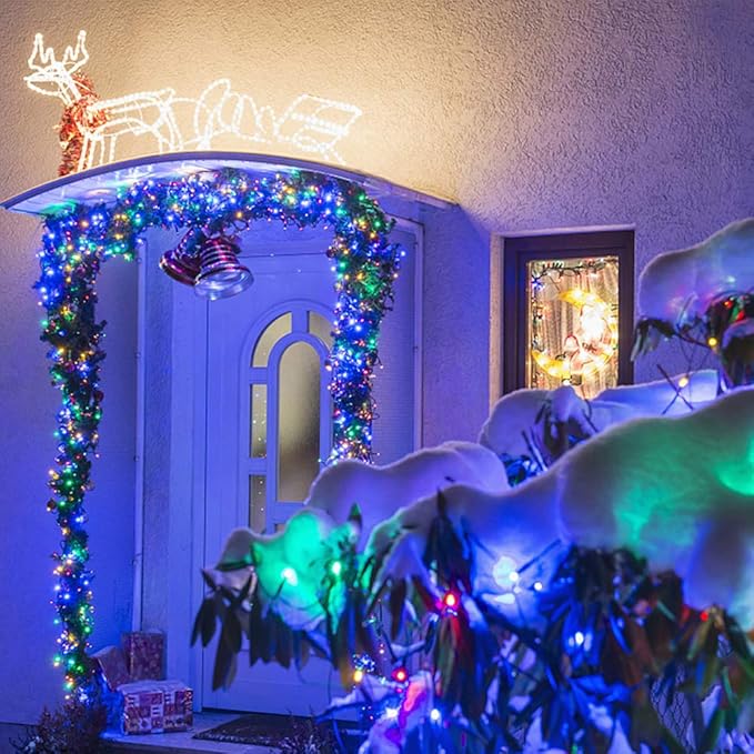 Solar Christmas String Lights Outdoor - 2 Pack Total 144ft 400 LED 8 Modes Outdoor Solar Lights, Waterproof Fairy Lights for Garden Patio Fence Holiday Party Balcony Christmas Decorations (Multicolor)
