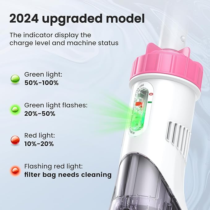 Enhulk Pool Vacuum for Above Ground Pool with a Telescopic Pole, Running time up to 1H, T403 Handheld Rechargeable Pool Cleaner with Powerful Suction up to 18.5 gallons/min, Ideal for Leaves, Debris