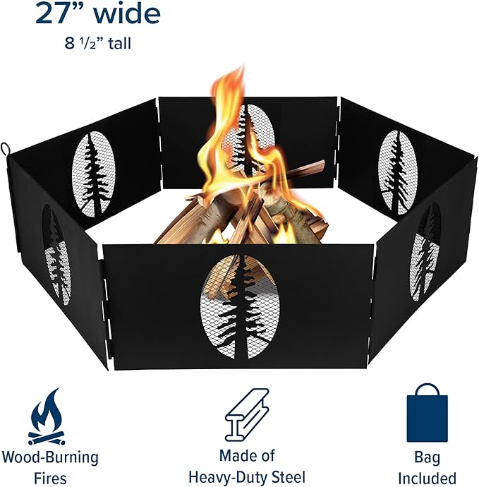 Camco Heavy Duty Steel Campfire Fire Pit Ring - 27"" Wide with Hinged Construction - Portable Fire Pit Features Collapsible Design & is Easily Transportable - Includes Storage Bag - (51091)