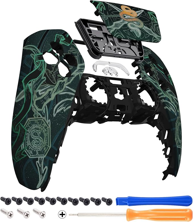 eXtremeRate Serpent Totem Soft Touch Touchpad Front Top Shell Compatible with ps5 Controller BDM-010 020 030 040 050, DIY Replacement Shell Custom Touch Pad Cover Compatible with ps5 Controller