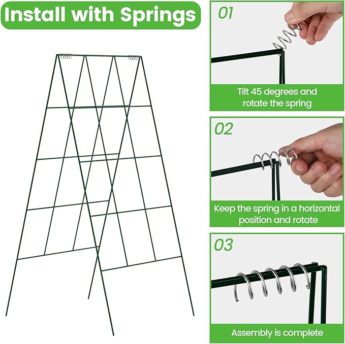 4 Pack Foldable Cucumber Trellis, 46" L X 18" W A-Frame Garden Trellis, Steel Climbing Plants Support Raised Bed Trellis with Twist Ties & Plant Bags for Climbing Plants Outdoor