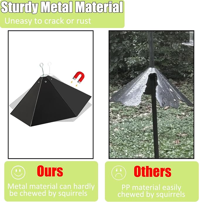 Widened 19" Metal Squirrel Baffle for Bird Feeder Poles - Outside Baffle Guard, Weatherproof Outdoor Squirrel Proof Protector with Matte Black Finish (1 Pack)