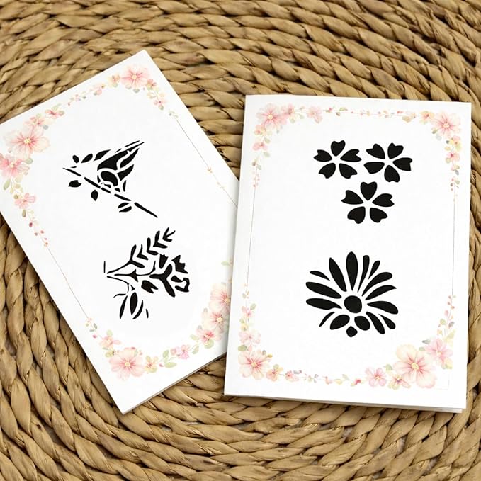 100 PCS Small Flower Stencils for Painting, Reusable Spring Stencils for Wood, Wall, Canvas & Cards, Holiday Crafts(3×3 Inch)