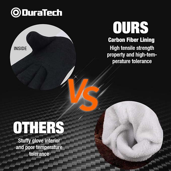 DURATECH Welding Gloves, 16″Long Sleeve Fireplace Gloves with Kevlar Stitching, 932℉ Heat/Fire Resistant Cow Leather Gloves, Carbon Fiber Lining, for Mig, Tig, Stick, Forge, BBQ, Grill, Fireplace